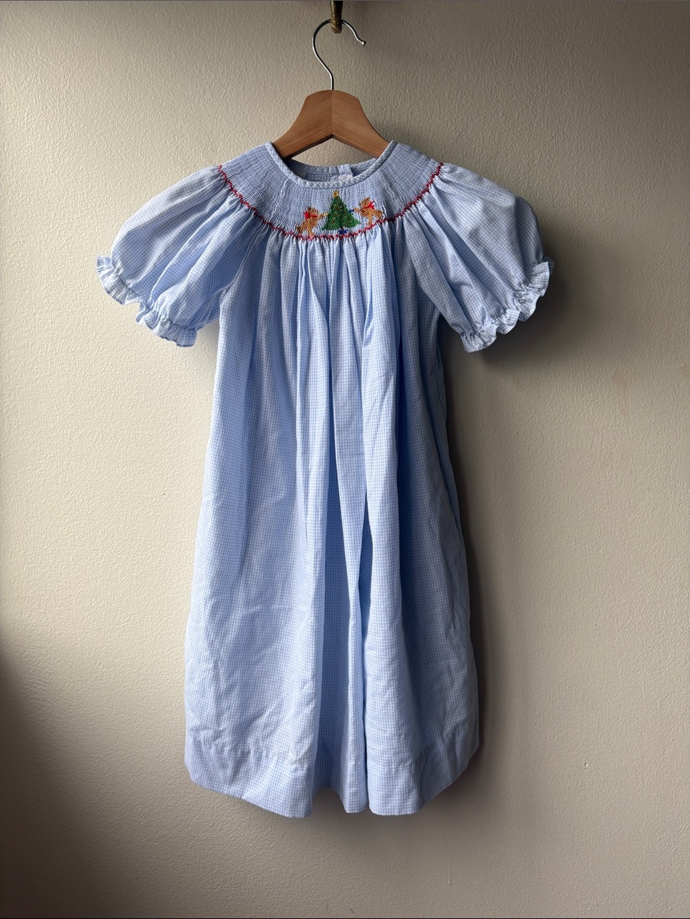 Silly Goose Girls Gingham Print Smocked Holiday Dress UNSURE OF SIZE